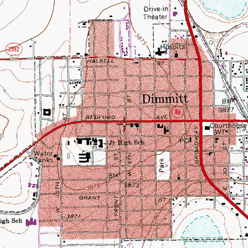 Topographic Map of Dimmitt Fire Department, TX