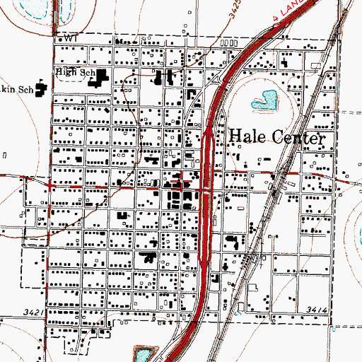 Topographic Map of Hale Center Volunteer Fire Department, TX