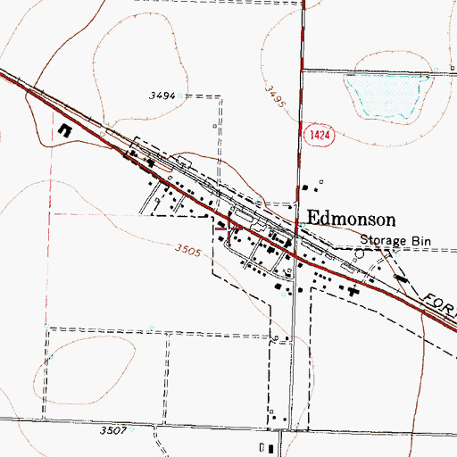 Topographic Map of Edmonson Fire Department, TX