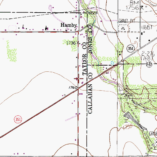 Topographic Map of Hamby Volunteer Fire Department, TX