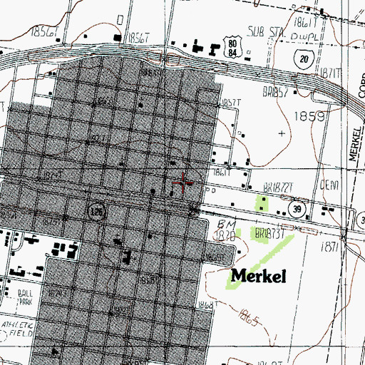 Topographic Map of Merkel Volunteer Fire Department, TX