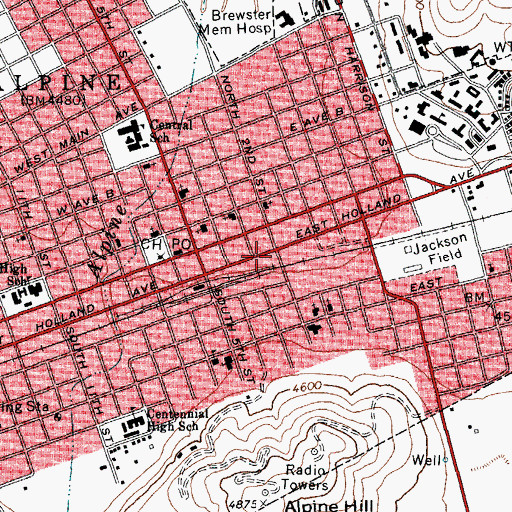 Topographic Map of Alpine Volunteer Fire Department, TX