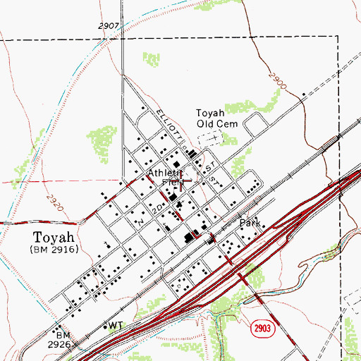 Topographic Map of Toyah Volunteer Fire Department, TX