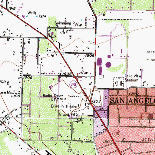 Topographic Map of San Angelo Fire Department Station 6, TX