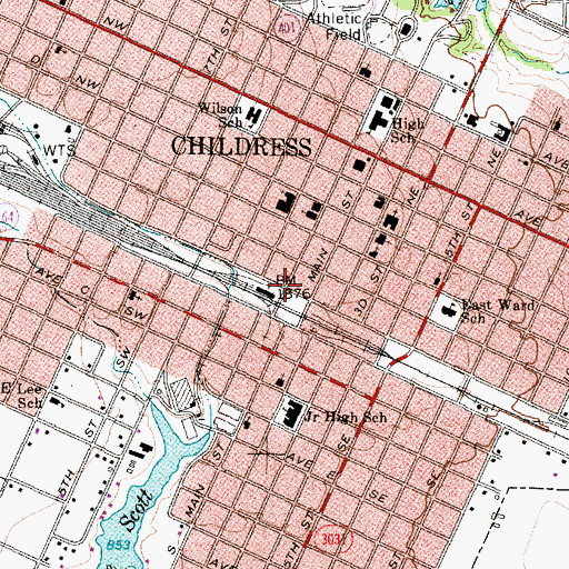 Topographic Map of Childress Fire Department, TX