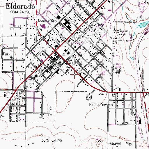 Topographic Map of Eldorado Volunteer Fire Department, TX