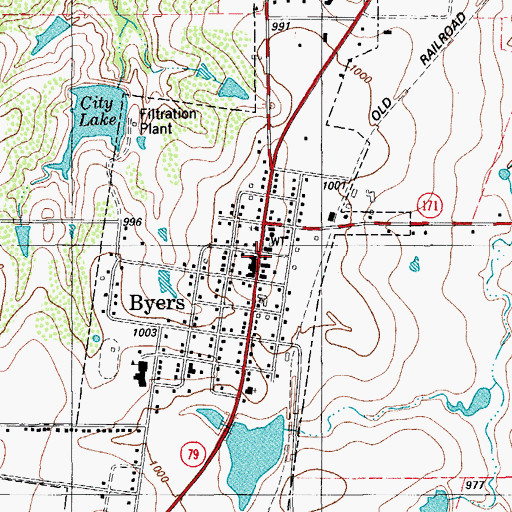 Topographic Map of Byers Volunteer Fire Department, TX