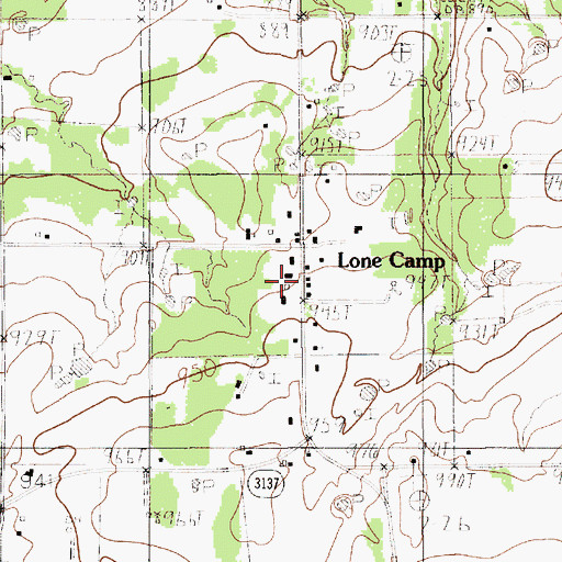 Topographic Map of Lone Camp Volunteer Fire Department and First Responders, TX