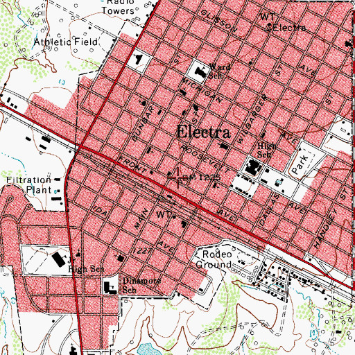 Topographic Map of Electra Fire Department, TX
