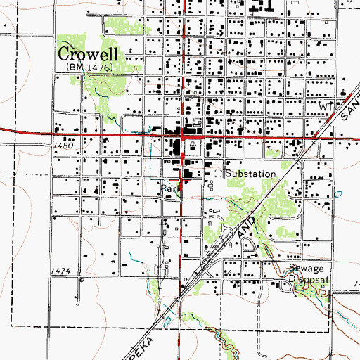 Topographic Map of Crowell Volunteer Fire Department, TX