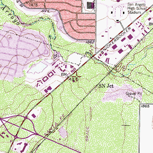 Topographic Map of San Angelo Fire Department Station 7, TX