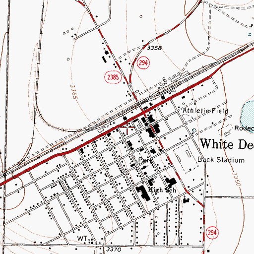Topographic Map of White Deer Volunteer Fire Department, TX