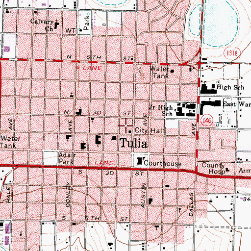 Topographic Map of Tulia Volunteer Fire Department, TX
