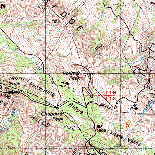 Topographic Map of Vollmer Peak, CA