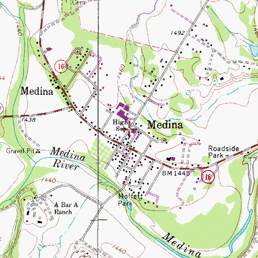 Topographic Map of Medina Volunteer Fire Department, TX
