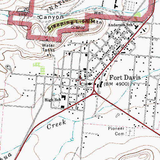 Topographic Map of Fort Davis Volunteer Fire Department, TX