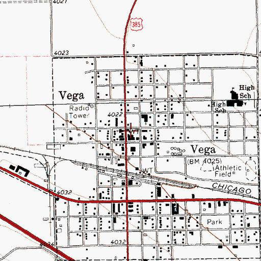 Topographic Map of Vega Texas Fire and Rescue, TX