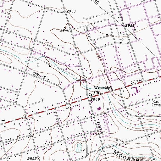 Topographic Map of West Odessa Volunteer Fire Department, TX