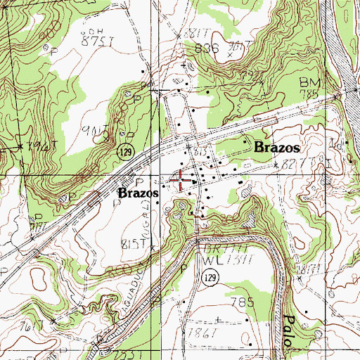 Topographic Map of Brazos Volunteer Fire Department, TX