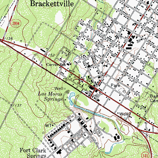 Topographic Map of Brackettville Volunteer Fire Department, TX