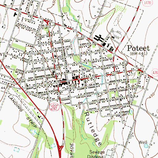Topographic Map of Poteet Volunteer Fire Department, TX