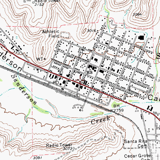 Topographic Map of Terrell County Volunteer Fire Department, TX