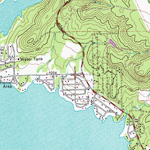Topographic Map of East Lake Buchanan Fire Department, TX