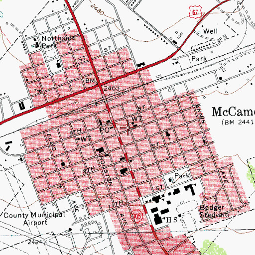 Topographic Map of McCamey Fire Department, TX