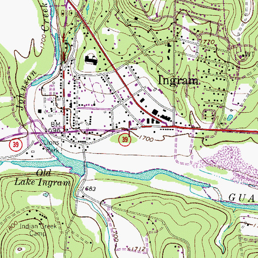 Topographic Map of Ingram Volunteer Fire Department, TX