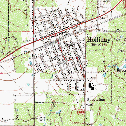 Topographic Map of Holliday Volunteer Fire Department, TX