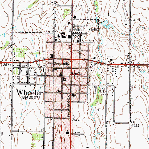 Topographic Map of Wheeler Volunteer Fire Department, TX