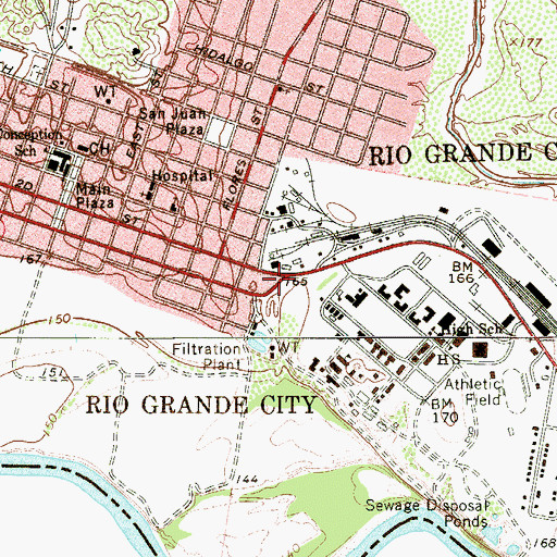 Topographic Map of Rio Grande City Fire Department, TX