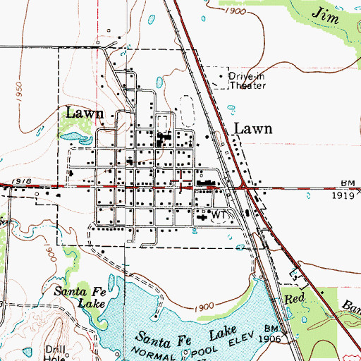Topographic Map of Lawn Fire Department, TX