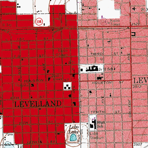 Topographic Map of Levelland Fire Department, TX