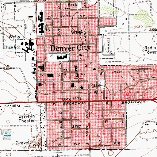 Topographic Map of Denver City Fire Marshal's Office, TX