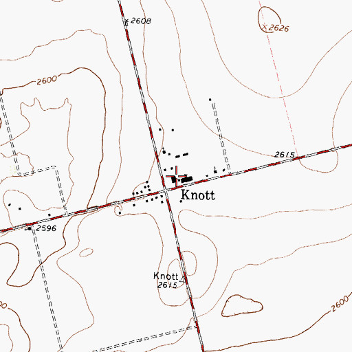 Topographic Map of Howard County Volunteer Fire Department Knott, TX