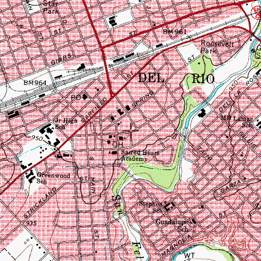 Topographic Map of Del Rio Fire and Rescue Station 1, TX