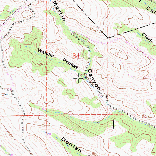 Topographic Map of Walshs Pocket, CA