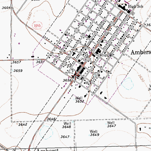 Topographic Map of Amherst Volunteer Fire Department, TX