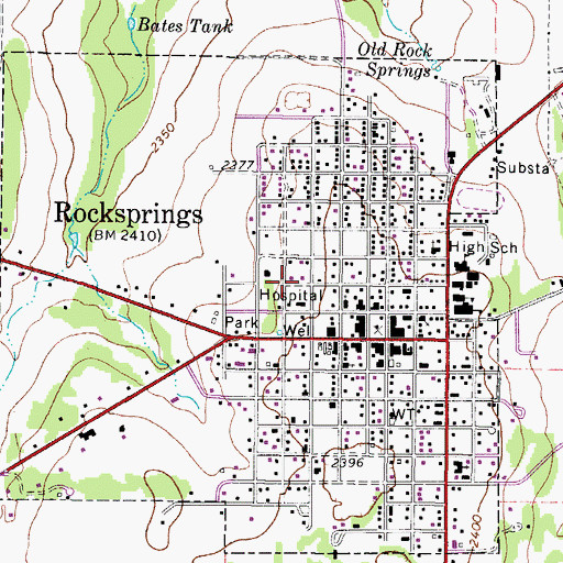 Topographic Map of Rocksprings Volunteer Fire Department, TX