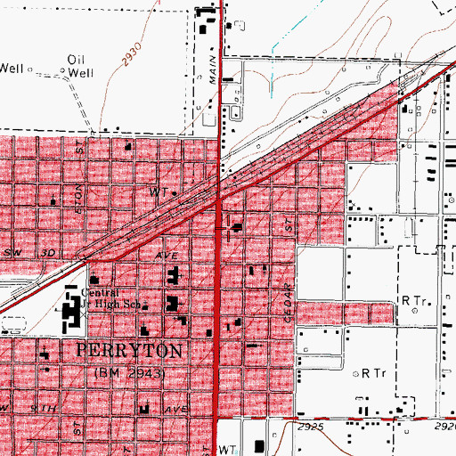 Topographic Map of Perryton Fire and Emergency Medical Services, TX