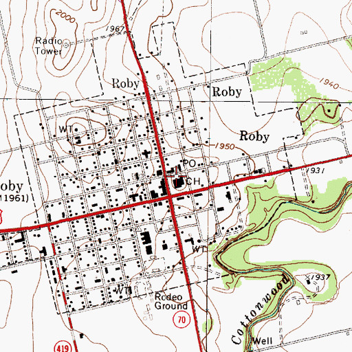 Topographic Map of Fisher County Sheriff's Office, TX
