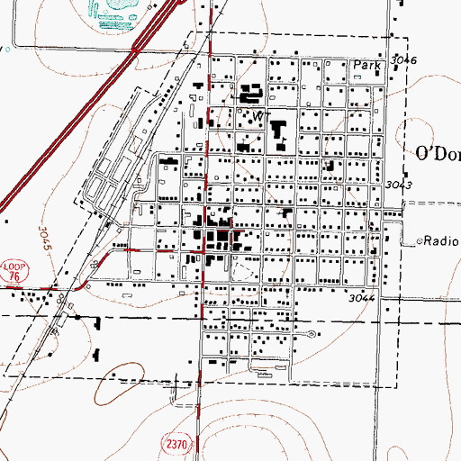 Topographic Map of O'Donnell Volunteer Fire Department, TX
