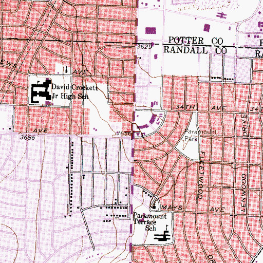 Topographic Map of Amarillo Fire Department Station 9, TX