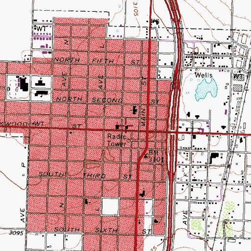 Topographic Map of Tahoka Volunteer Fire Department, TX