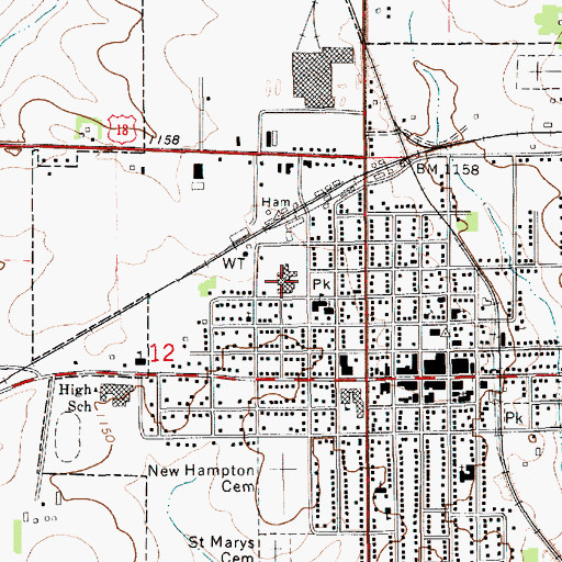Topographic Map of Mercy Medical Center New Hampton, IA