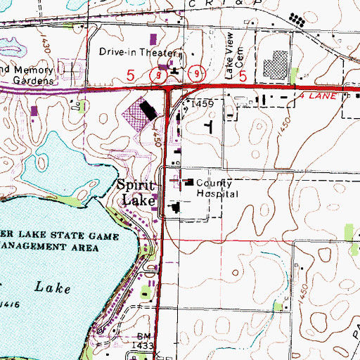 Topographic Map of Lakes Regional Healthcare, IA
