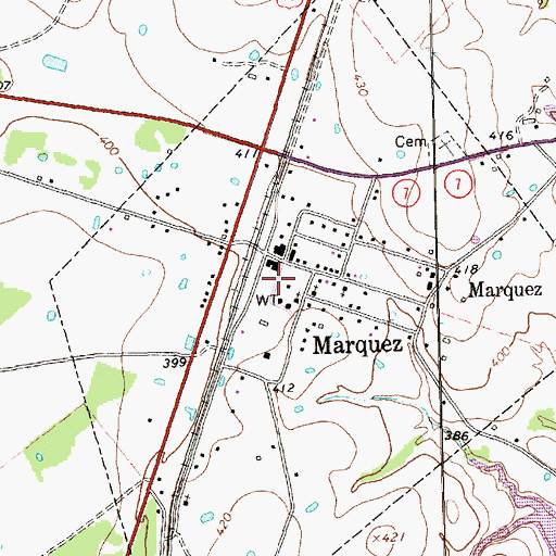 Topographic Map of Marquez Volunteer Fire Department, TX