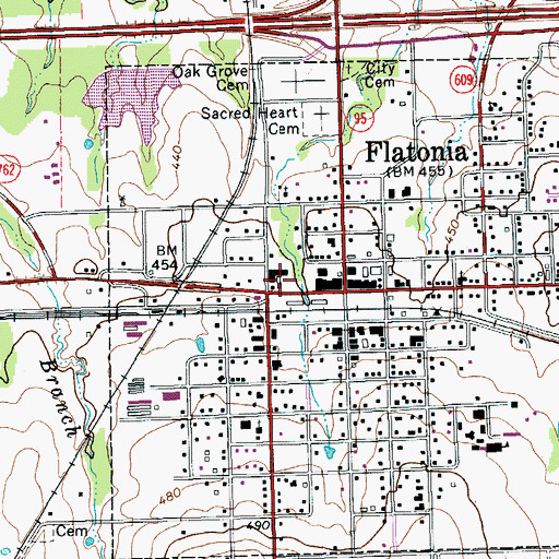 Topographic Map of Flatonia Volunteer Fire Department, TX