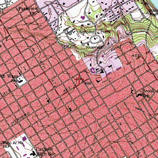 Topographic Map of Waco Fire Department Station 7, TX